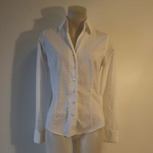 NWT Womens Shari's Place Spmar White French Knot Dot Button Shirt Top 42 US/M *